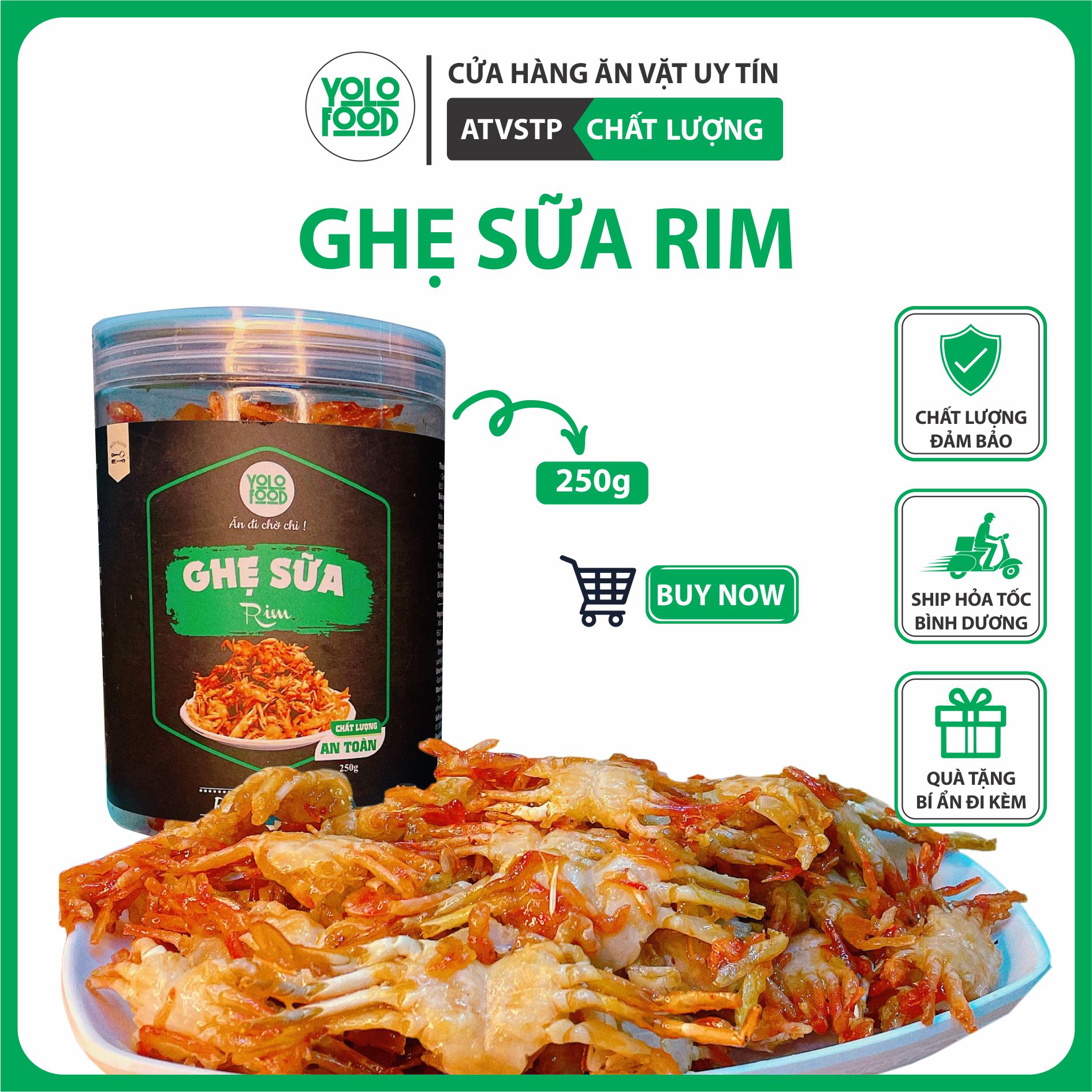 Ghẹ sữa rim hộp 250g yolo food đồ ăn vặt ghẹ rim gia vị thơm giòn đậm vị atvstp