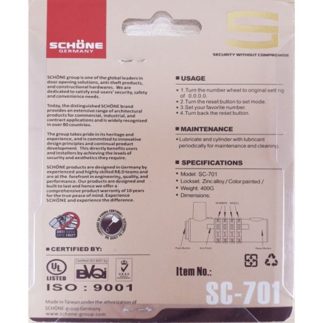 [HCM]Ổ KHÓA SỐ SCHONE SC-701 CAO CẤP