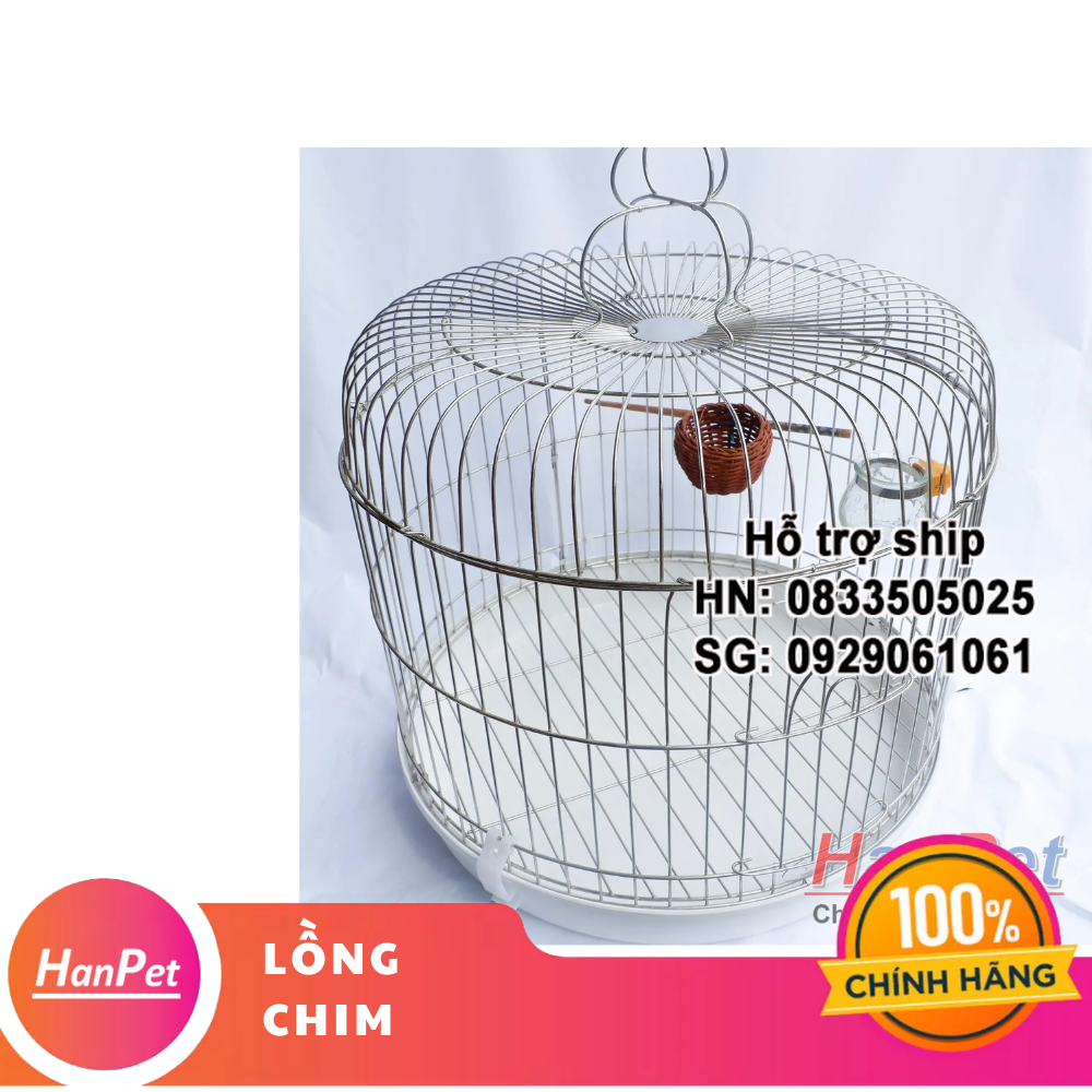Hanpet - Lồng chim cu gáy và các loại chim kích thước lớn (tặng máng ăn + uống) Lồng chim bằng chất liệu inox không gỉ sét
