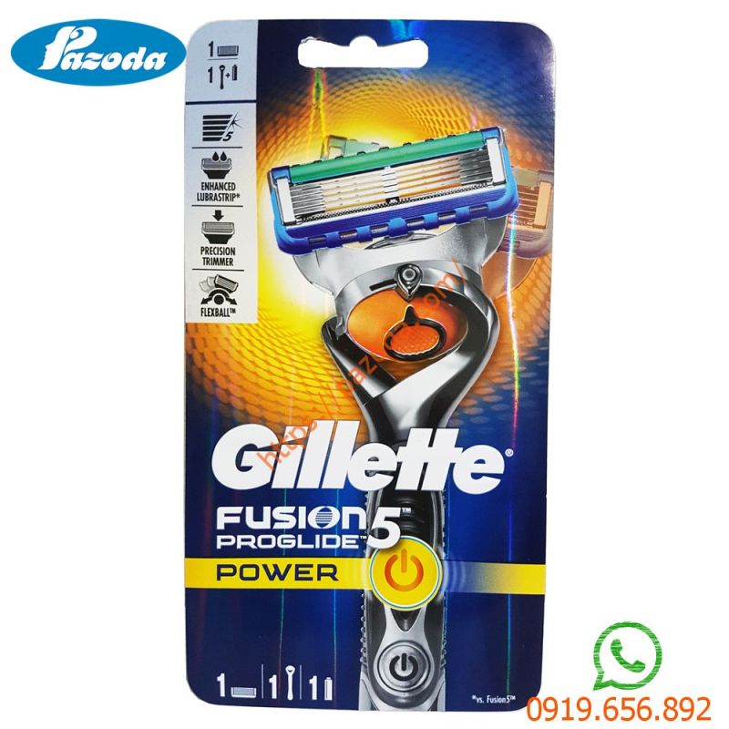 Dao cạo râu 5 lưỡi Gillette Fusion5 Proglide Power (1 tay cầm sử dụng pin và 1 đầu cạo) nhập khẩu