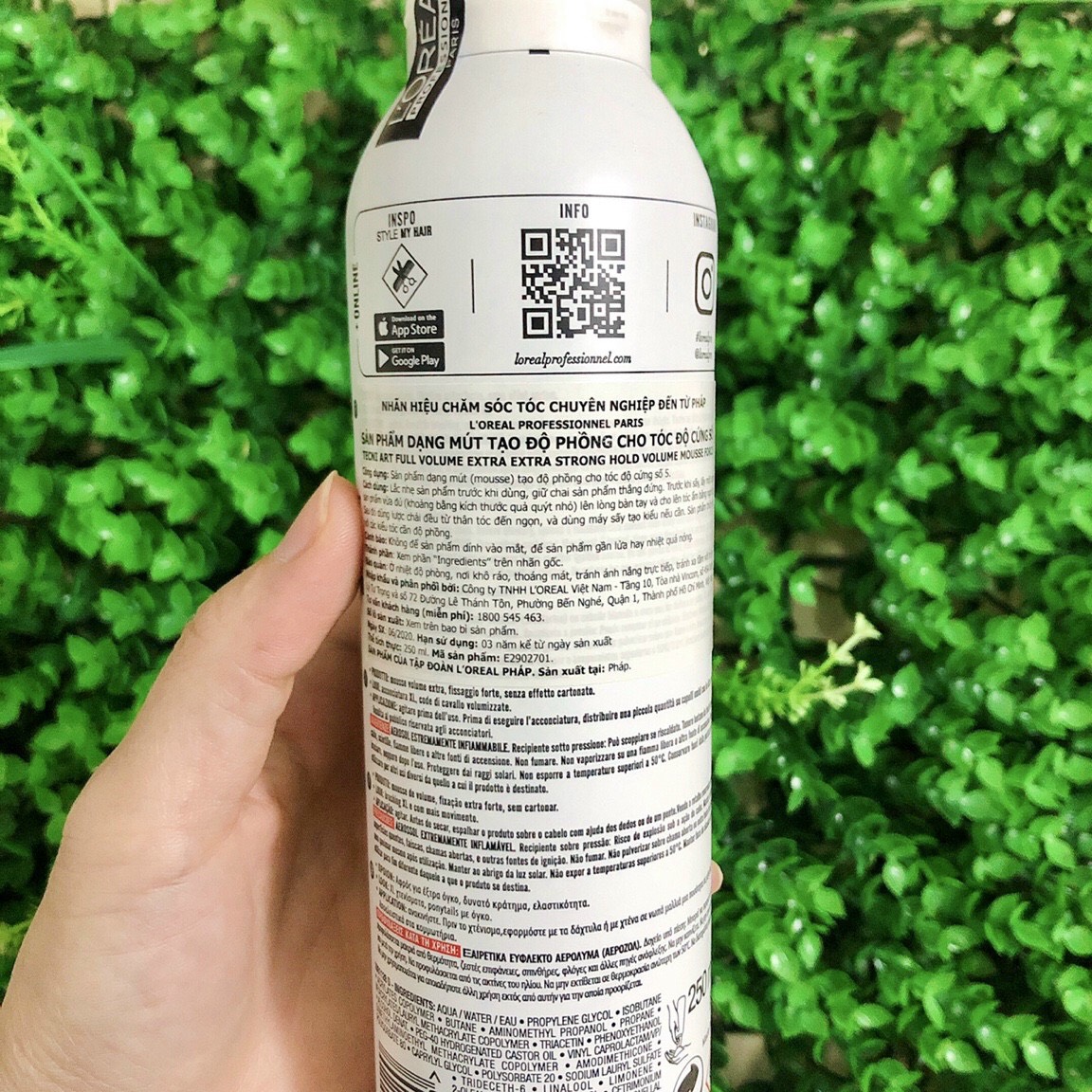 [LOREAL CHÍNH HÃNG] MOUSSE (MÚT) TẠO PHÒNG VÀ GIỮ NẾP TÓC L'OREAL TECNI ART FULL VOLUME EXTRA  250ML