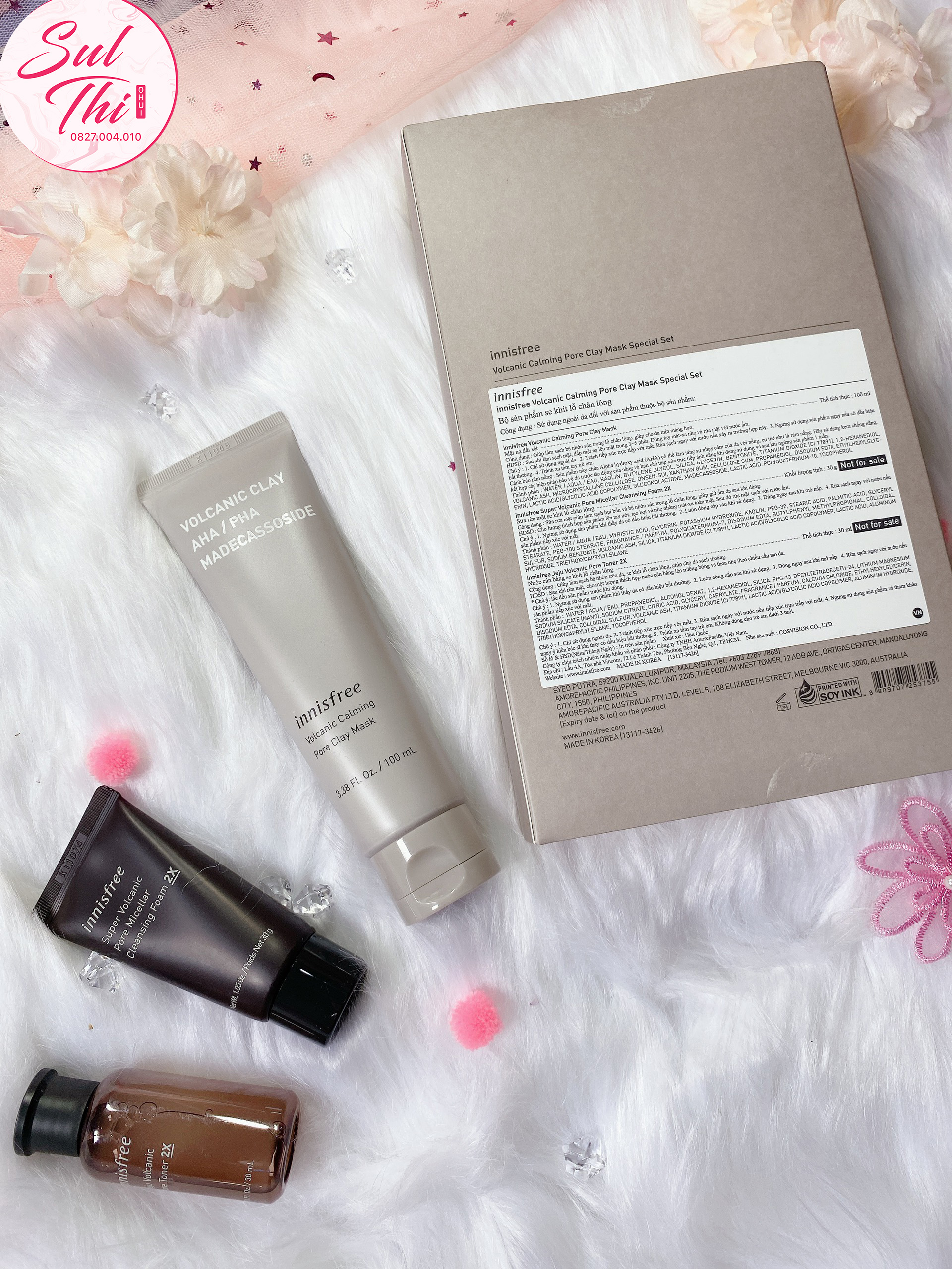 Set mặt nạ đất sét innisfree volcanic calming pore clay mask 100ml