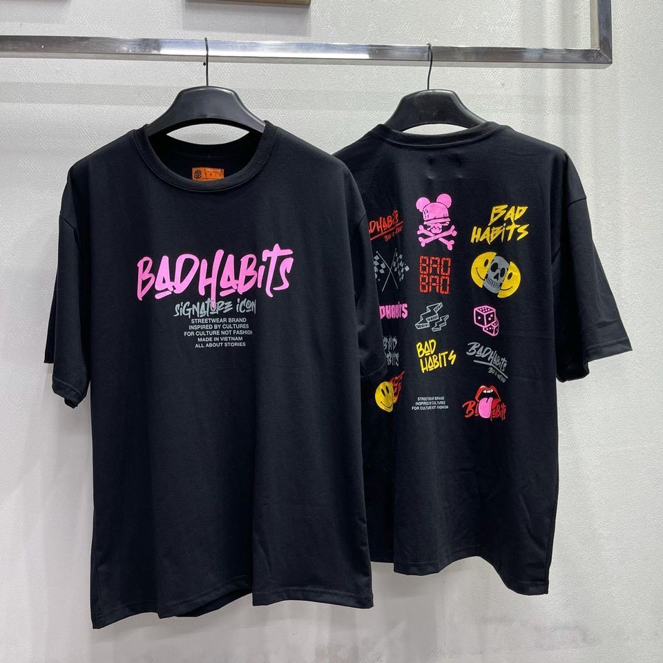 [HCM]Áo thun Logo Bad Habits (Đen)