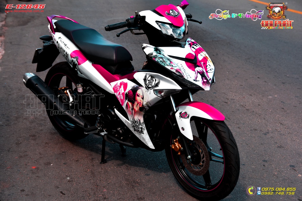 Tem Xe Exciter 150 Samurai Trắng Đỏ