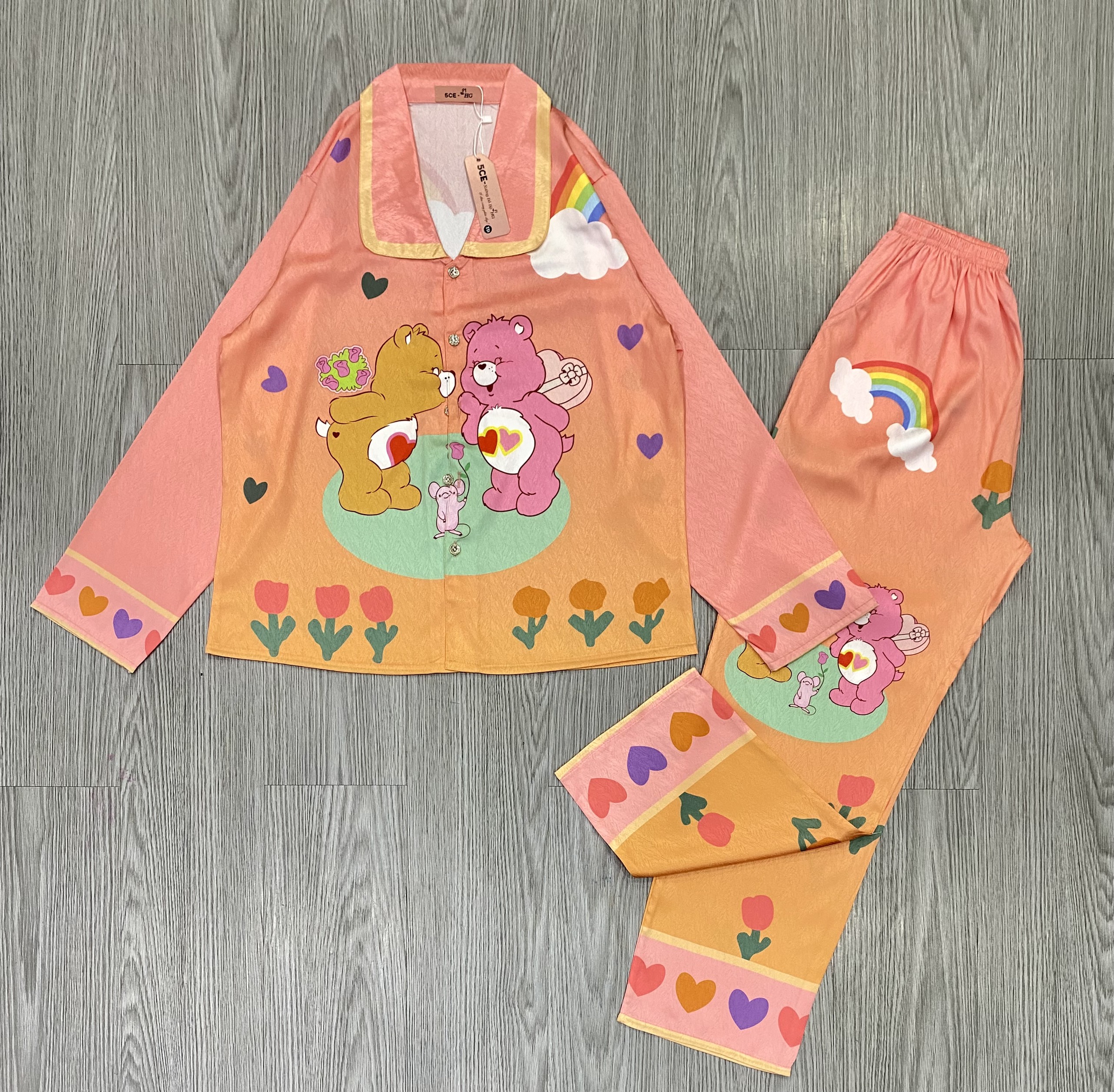 Đồ ngủ pijama mặc nhà lụa xước in hình 5D dễ thương