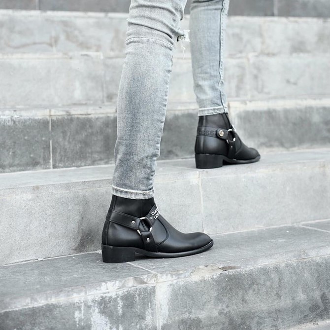 Giày Harness Boots Giày Da Bò Cao Cấp ,Bảo Hành 12 Tháng.