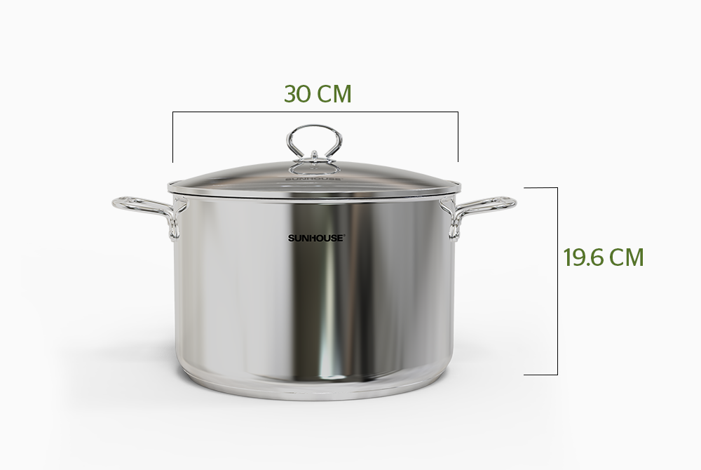 Nồi INOX 1 Đáy SUNHOUSE Size Lớn 30-32cm (luộc vừa 2 còn gà- DÙNG MỌI LOẠI BẾP)