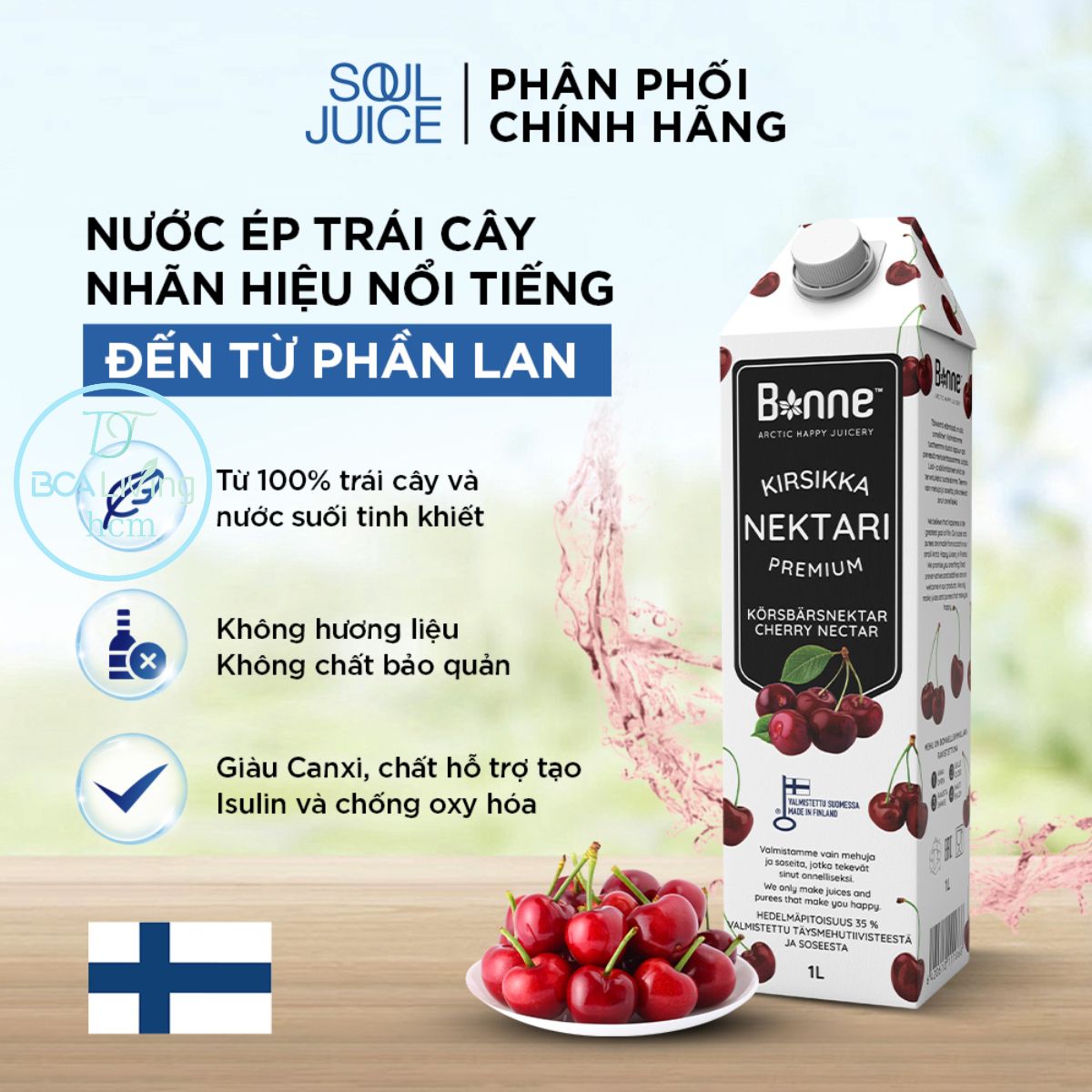 Nước ép Việt quất rừng từ trái cây thật và nước suối tinh khiết bcalivinghcm Bonne Premium Bilberry SOUL JUICEthơm ngon nhiều vị ngon
