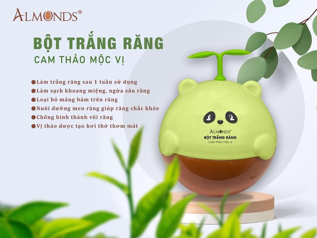 Bột làm trắng răng cam thảo mộc vị Almonds