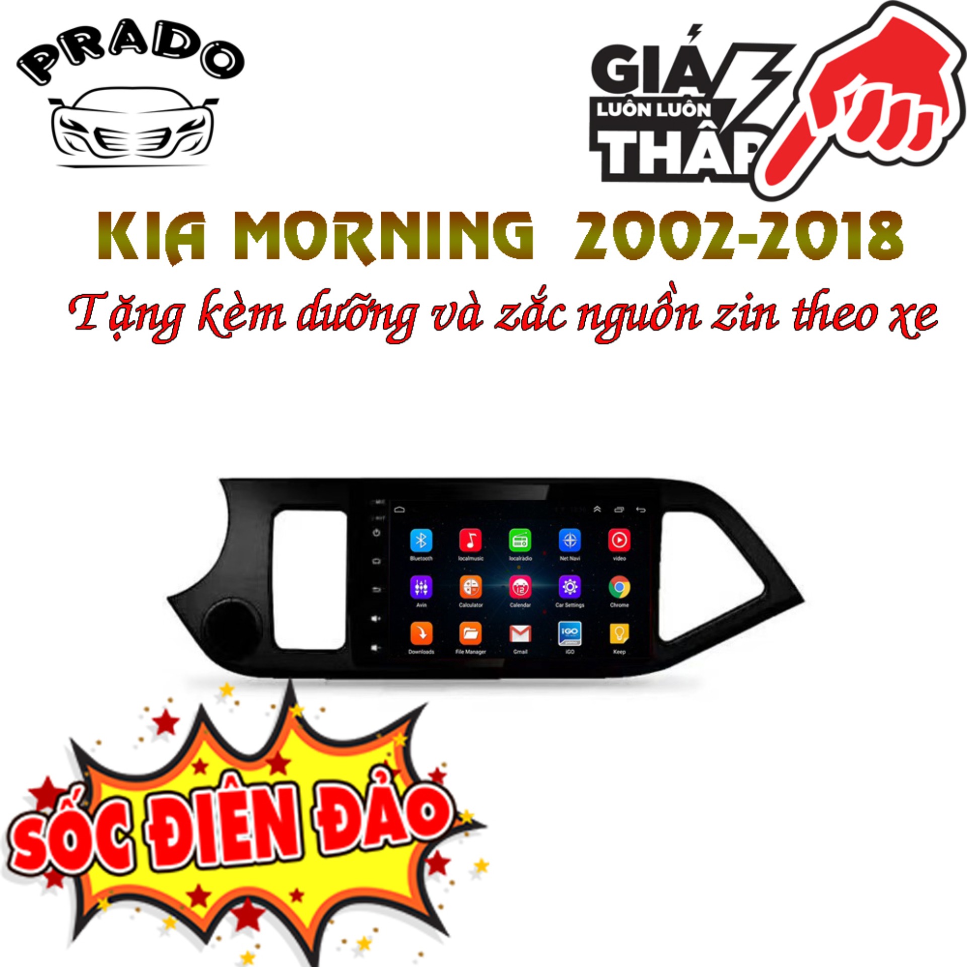BÁO GIÁ Màn Hình Android 21 Inch | Shopee Lazada Sendo Tiki mới nhất 22 Màn hình android 9 inch xe KIA MORNING các đời 2012 2013 2014 2015 2016 2017 2018 2019 2020 Tặng kèm mặt dưỡng + Tặng zắc zin theo xe morning, Màn hình DVD theo xe Kia Morning có bản đồ dẫn đường, xem phim, nghe nhạc, tích hợp vô lăng