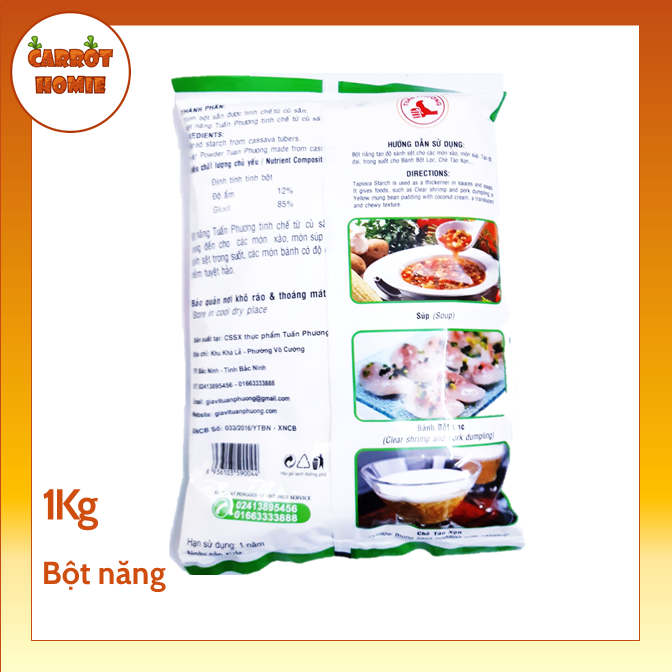 Bột năng trắng trong keo gói lớn 1 kg