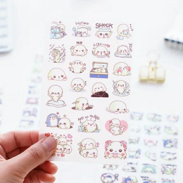 Set 6 nhãn dán sticker sư tử biển