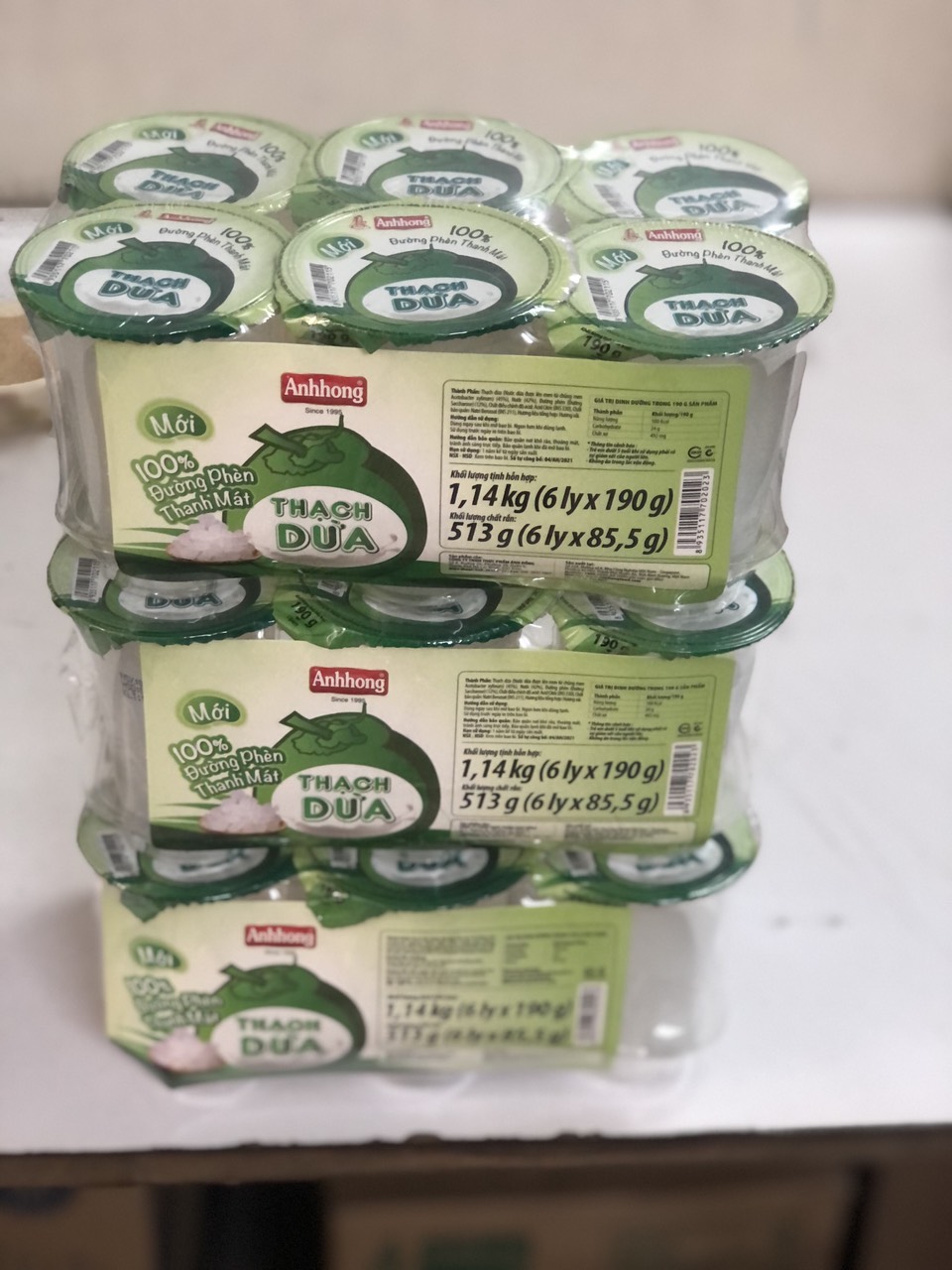 [HCM]THẠCH DỪA ÁNH HỒNG 190GR * 6 LY