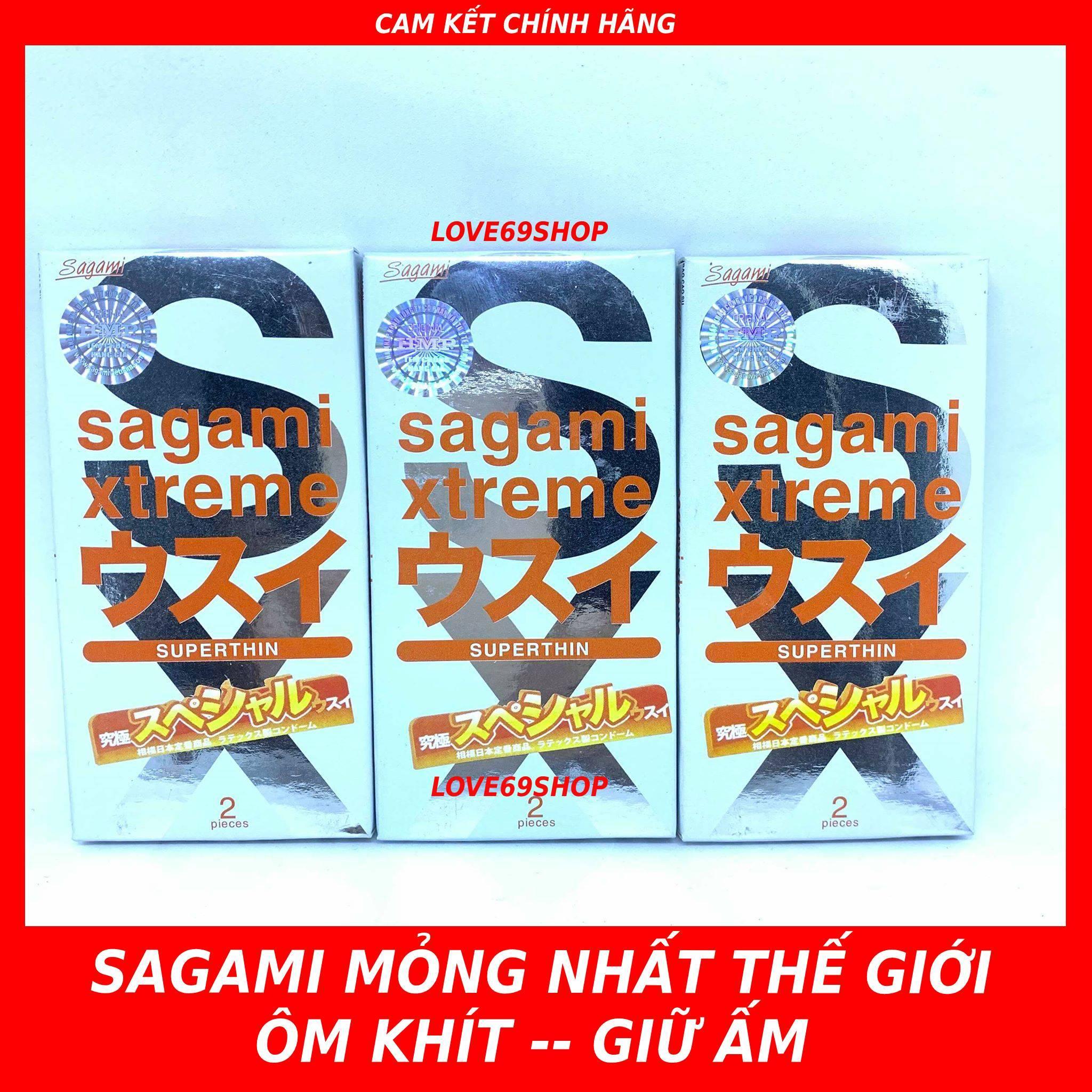 Bộ 3 hộp bao cao su siêu mỏng Sagami Xtreme Superthin (1 hộp 2 chiếc - 3 hộp 6 chiếc)