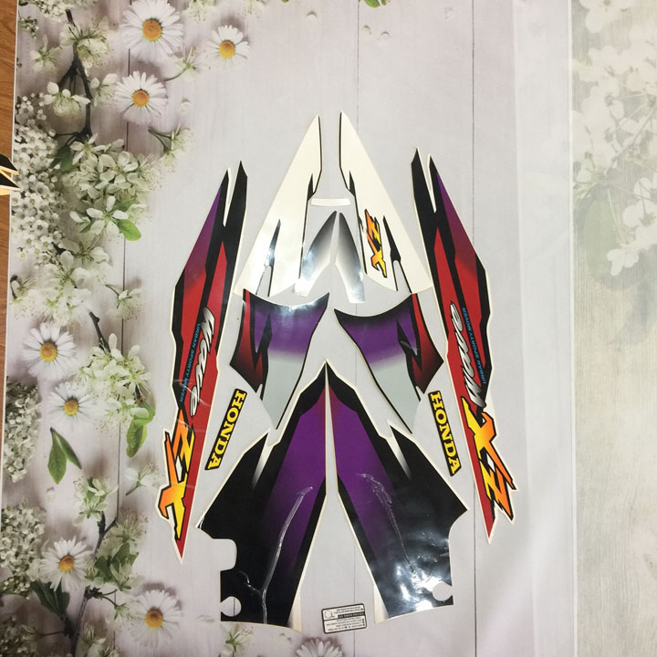 Trọn bộ Tem xe Wave ZX màu Tím đen  - Tem 3 lớp siêu bền đẹp - G01