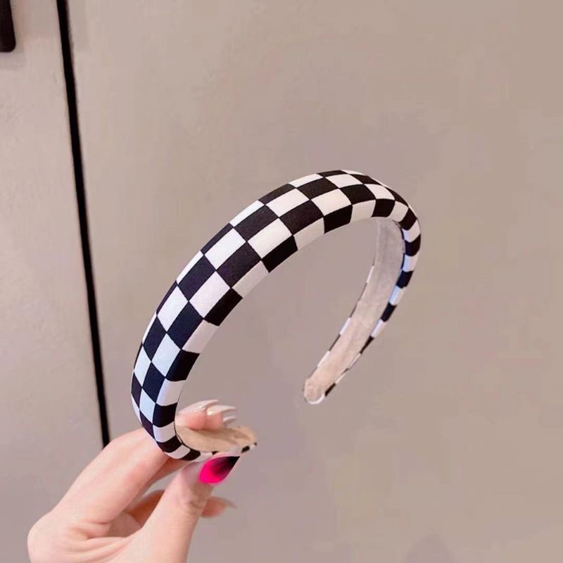Băng đô cài tóc họa tiết caro đen trắng phong cách hàn quốc cho nữ - loli