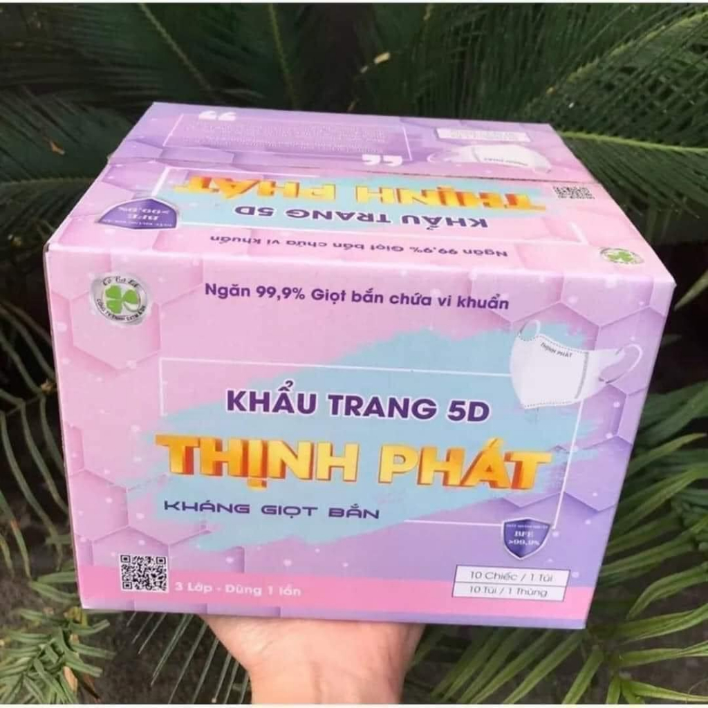 Hộp 100 Chiếc Khẩu Trang 5D Thịnh Phát 3 Lớp Kháng Khuẩn