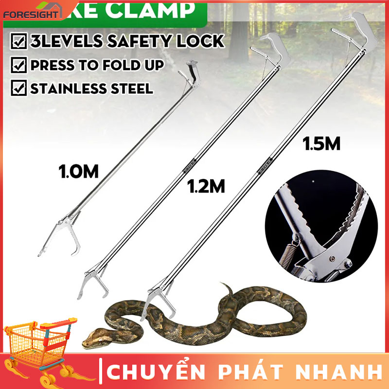 1.2m tay cầm kẹp rắn có thể gập lại 1.2m dụng cụ bắt rắn bò sát kẹp bắt bò sát ngoài trời