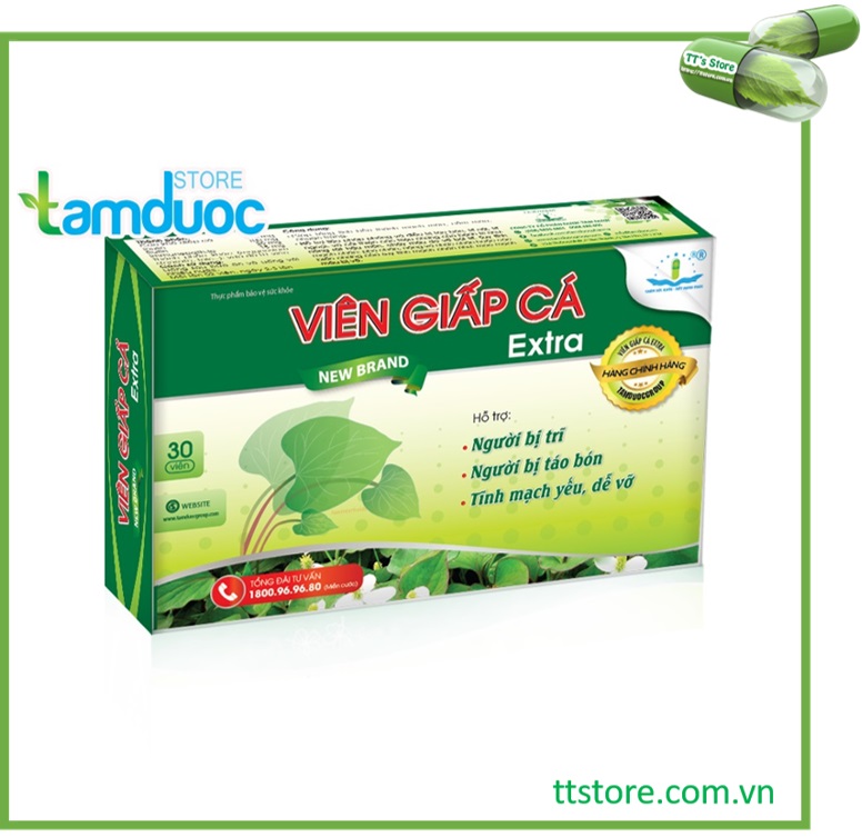 Viên giấp cá Extra New Brand Tâm Dược (Hộp 30 viên) (Trĩ, táo bón)