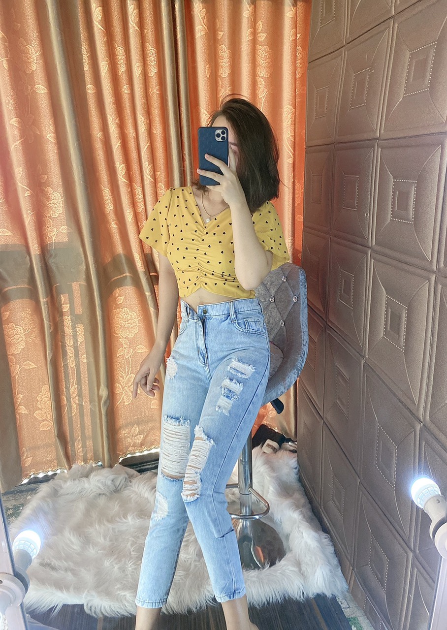 Quần jean nữ baggy kiểu rách 3028 màu xám 3lz-25