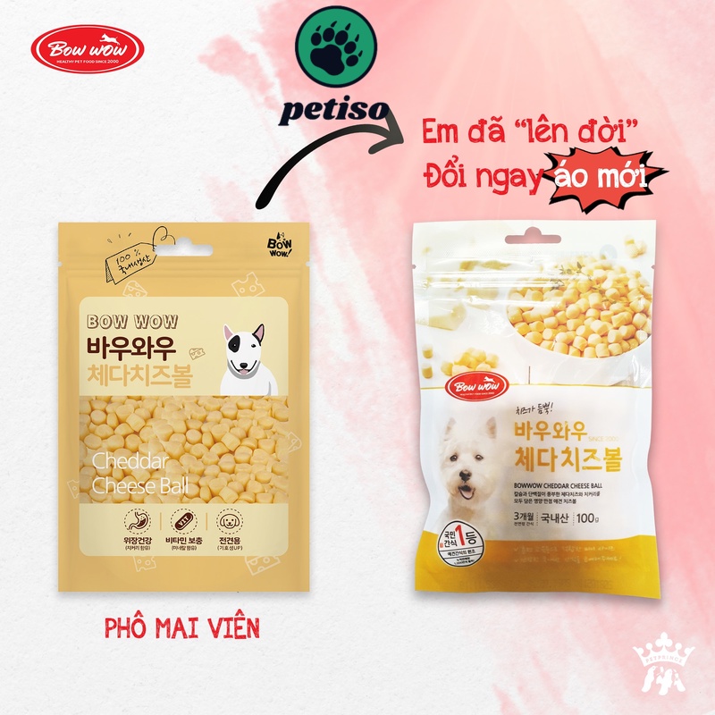 Phô Mai Viên Cho Chó Bowwow Cheese Ball (100g)