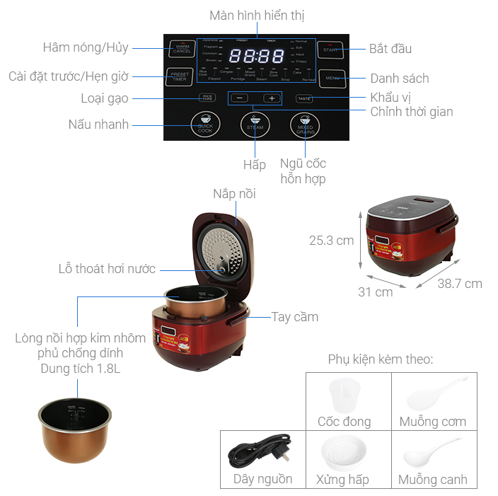 Nồi cơm điện tử cao tần 1,8L Sharp KS-IH191V-BK -Chính hãng