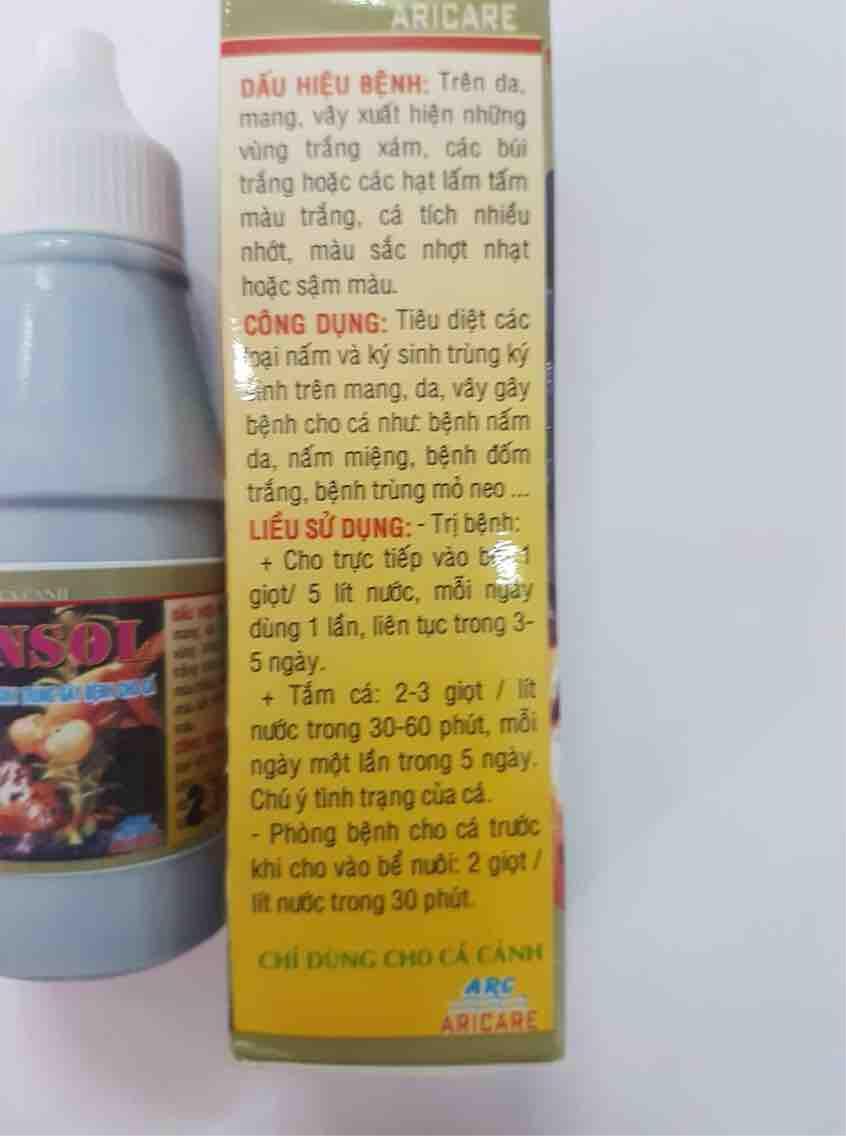 Nấm cho cá Bensol xử lý nấm kí sinh trùng