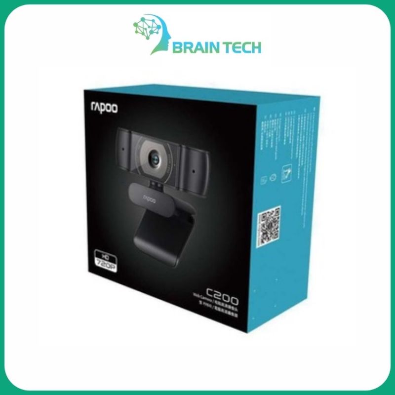 [Freeship] Webcam Rapoo C200 HD 720p -Braintech- BR201 Hàng Chính Hãng, Độ Phân Giải Cao Cho Hình Ảnh Sắc Nét, Ống Kính Góc Rộng, Tương Thích Đa Dạng, Micro Đa Hướng Tích Hợp