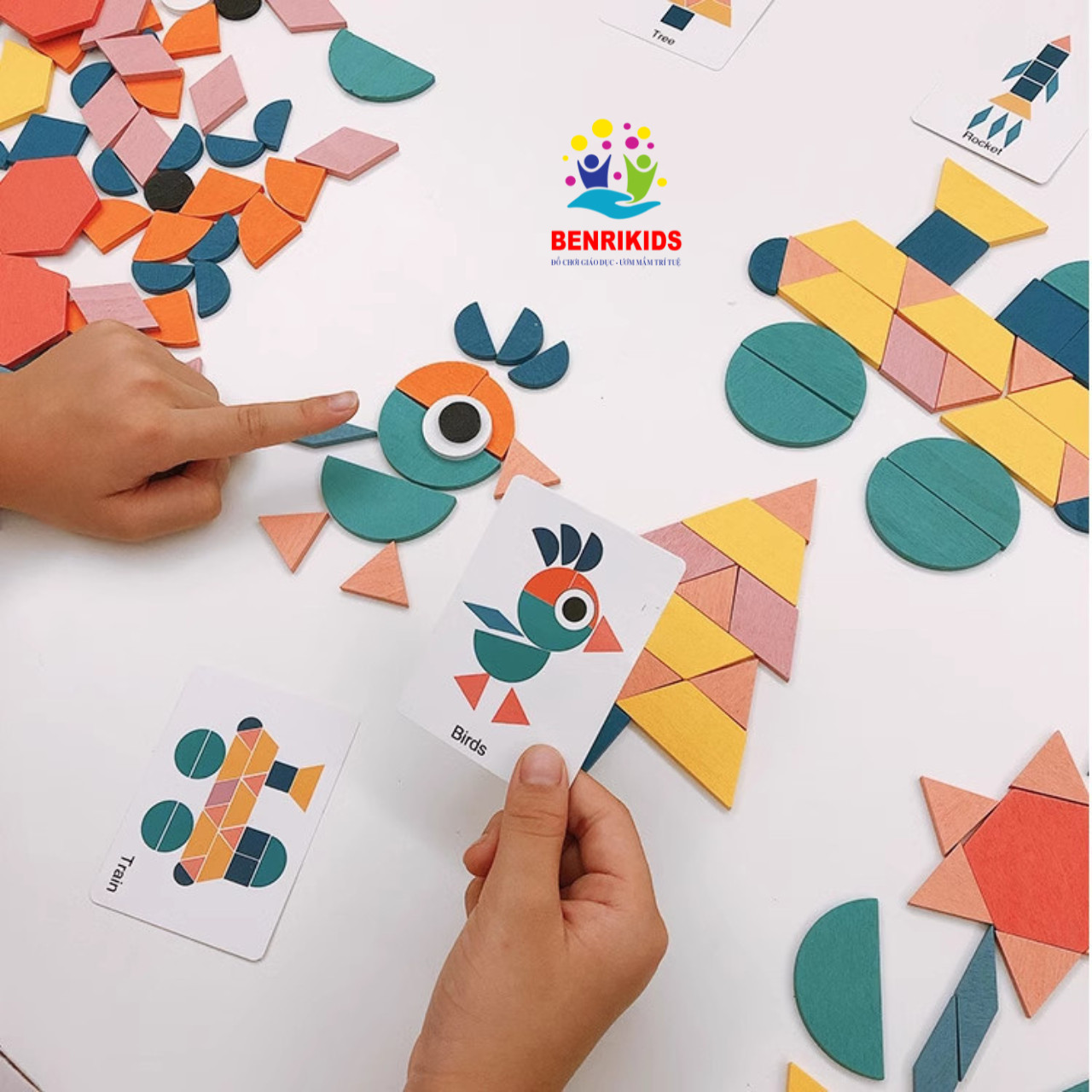 Đồ chơi cho bé - Bộ xếp hình sáng tạo Pattern Block bằng gỗ cho bé sáng tạo