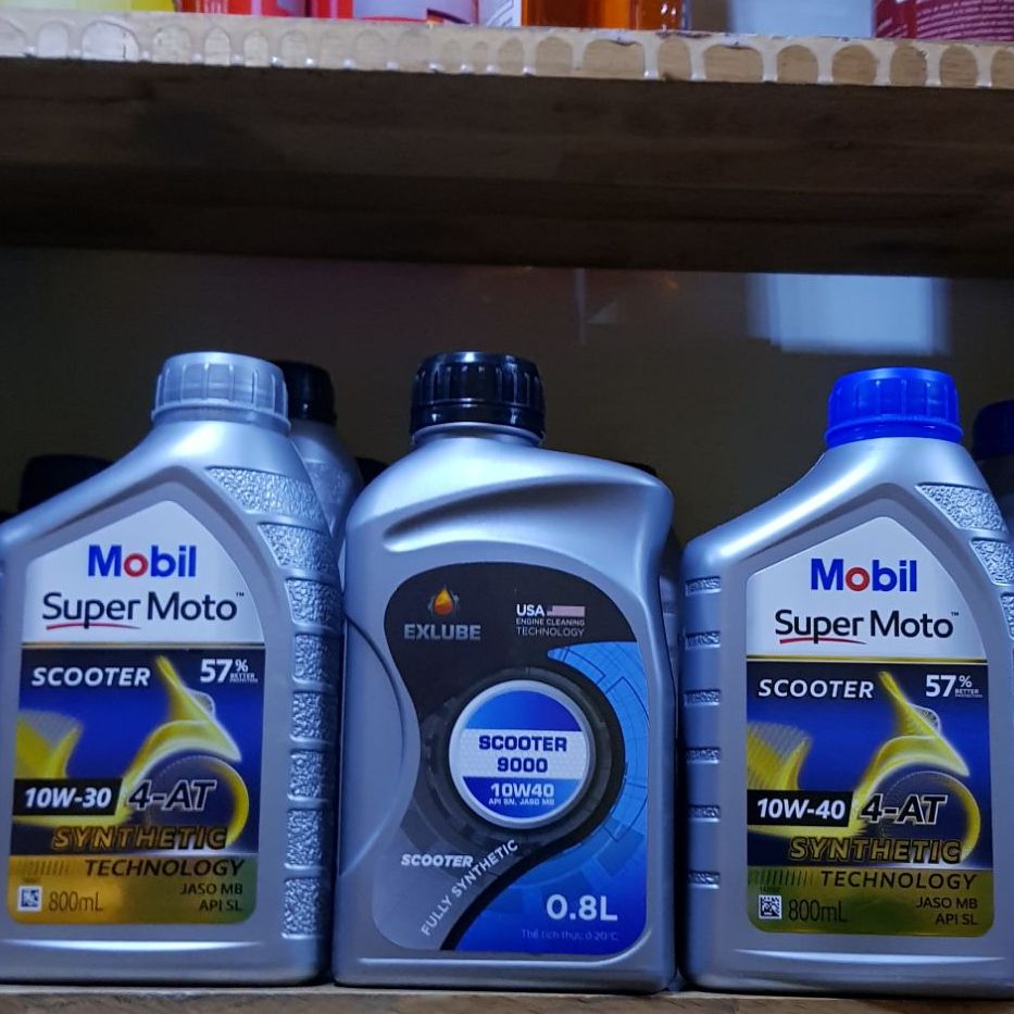 Nhớt Xe ga Scooter 9000-Mobil Super Moto 10W40/10W30, nhớt mobil xe tay ga 10w40/10W30 nhớt chuyên dụng cho xe tay ga