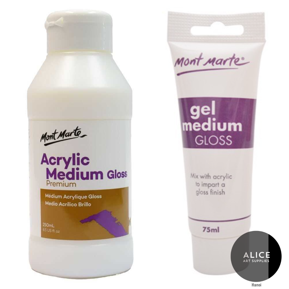 Medium acrylic gloss Mont Marte phủ bóng đất sét, tranh acrylic, tranh số hoá (75ml/135ml)