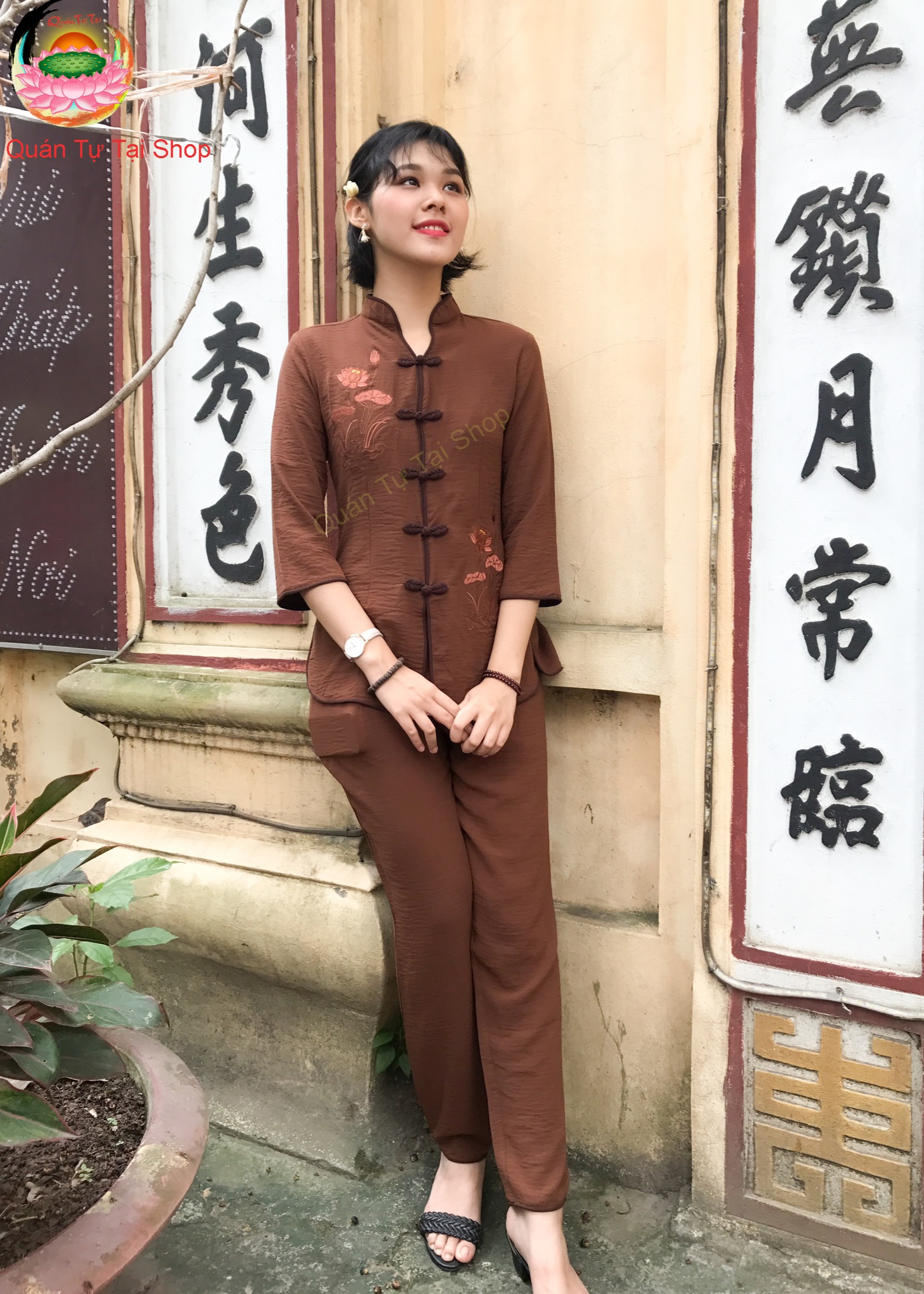 Bộ đồ đi chùa,cổ tàu vải đũi cao cấp