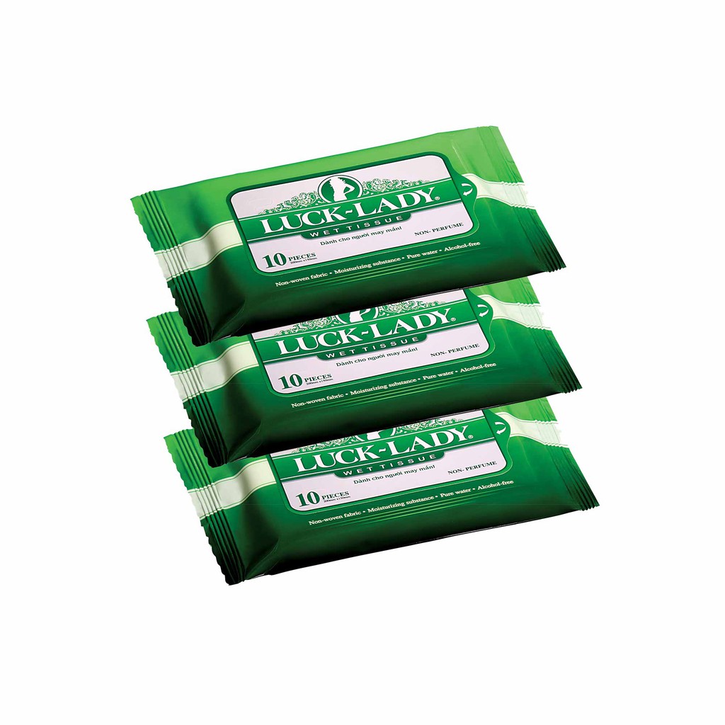 Combo 5 Gói Khăn (Giấy) Ướt LuckLady Không Mùi (Gói 10 Tờ)
