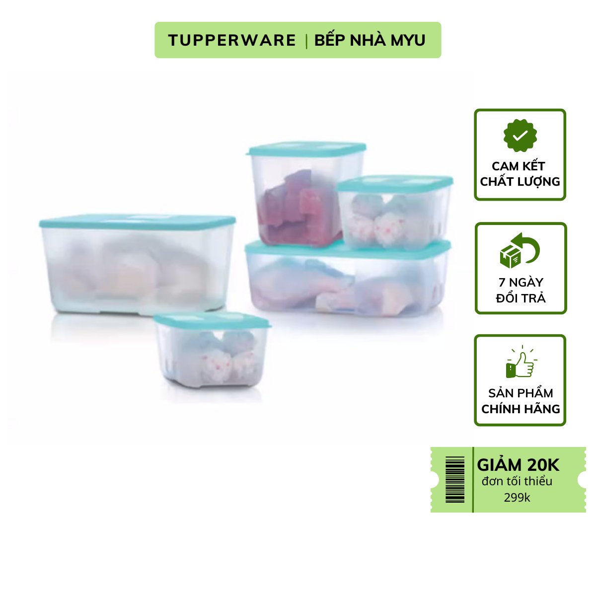 Bộ Hộp Tupperware Trữ Đông Paradise (5 hộp)