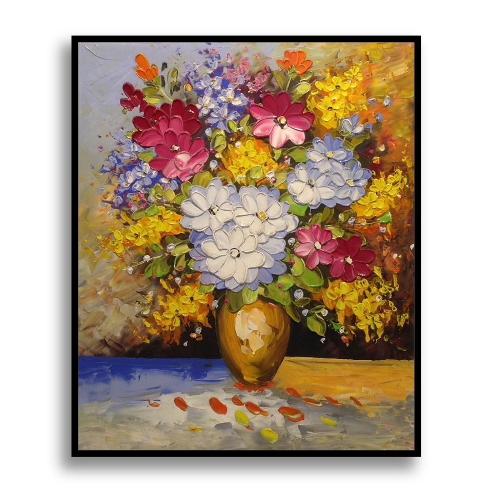 [HOA VẼ THỦ CÔNG 3D ] TRANH SƠN DẦU TRANG TRÍ PHÒNG KHÁCH 65X55cm  (Tranh sơn dầu Minh Huy)