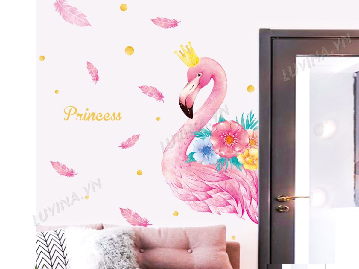 Decal tranh dán tường Công chưa hạc hồng