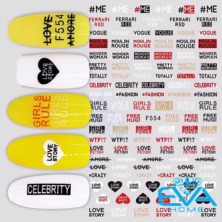 [HCM]Miếng Dán Móng Tay 3D Nail Sticker Tráng Trí Hoa Văn Hoạ Tiết Chữ Viết Alphabet F554