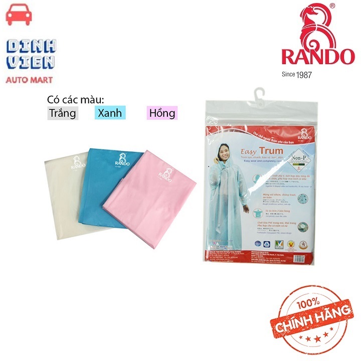 [HCM][ TIỆN ÍCH] Áo mưa Rando Poncho EasyTrum (APPC10) free size bảo vệ toàn diện che chở cho người thân yêu của bạn