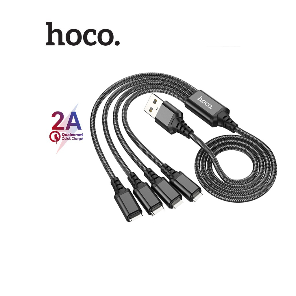 Hoco chính hãng - cáp sạc 2a hoco x76 vải dù 3in1 và 4in1 siêu bền dài 1m