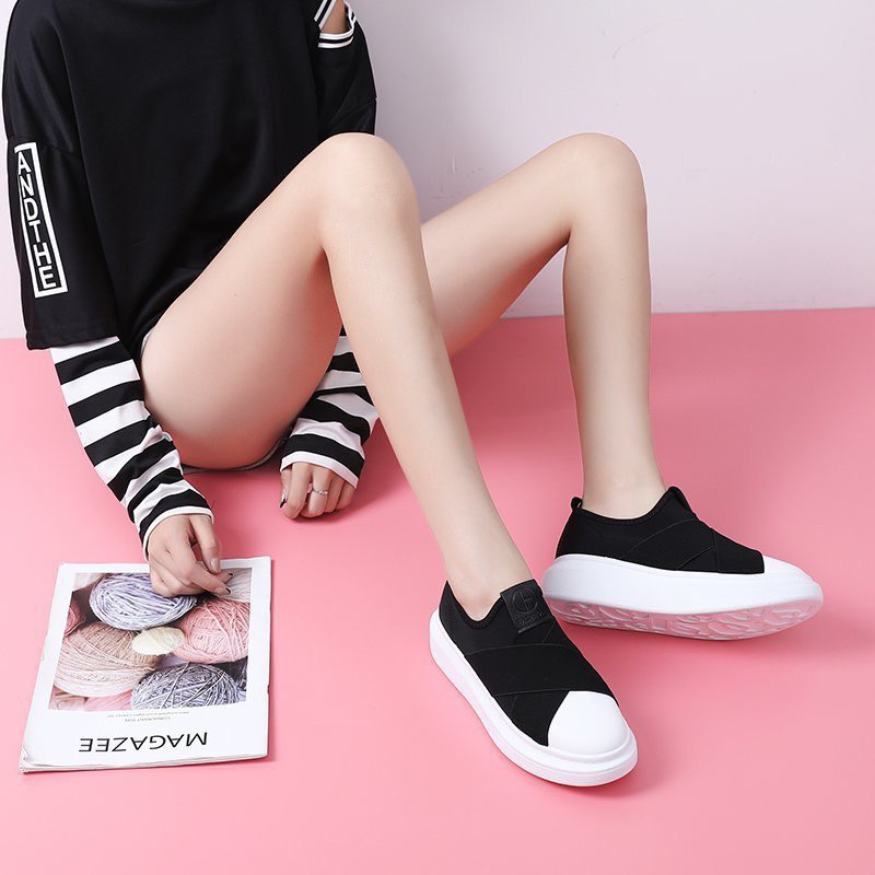 Giày lười Slipon Nữ Đế Độn Chun Chéo Cực Bán 2020