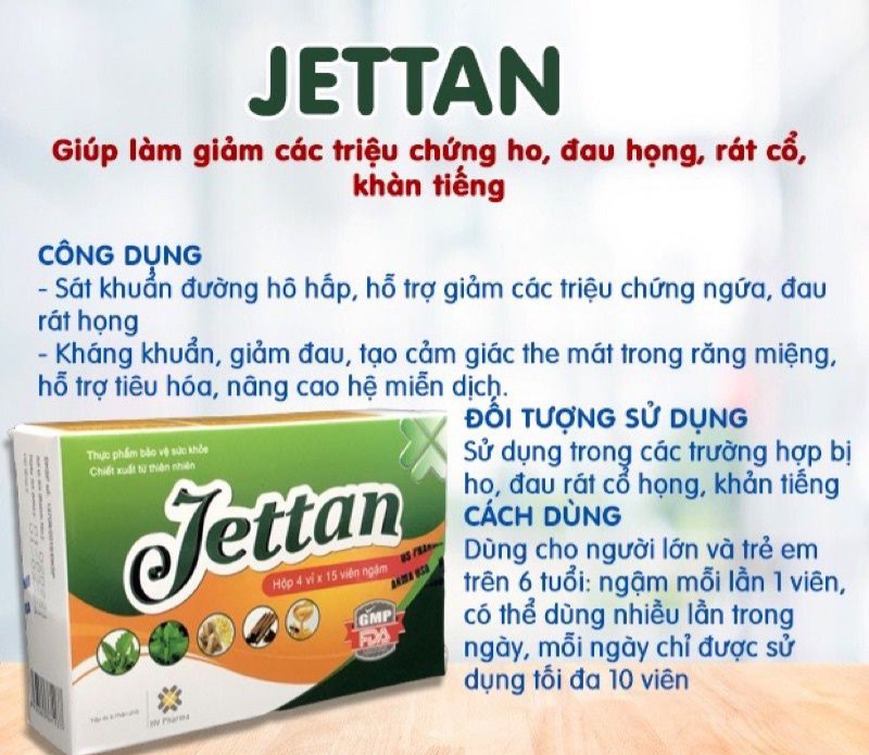 Viên ngậm ho JETTAN (hộp 4 vỉ*15 viên ngậm)