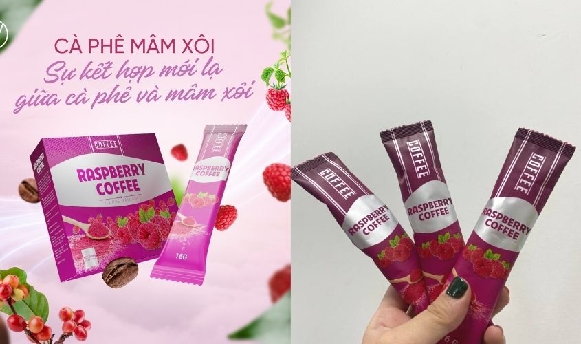 [Chính Hãng - Hoàn Tiền 10%] Cà phê giảm cân Mâm Xôi Raspberry Coffee - Hộp 15 gói