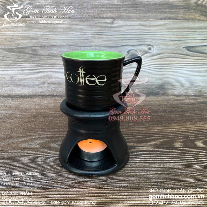 Ly tách cafe đốt nến gốm sứ Bát Tràng cao cấp
