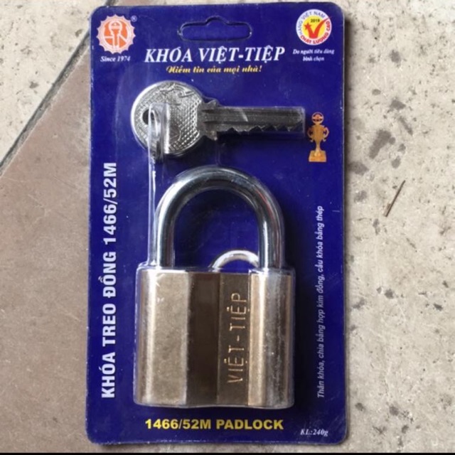 Khoá treo đồng việt tiệp 1466/52m cầu 8 ko bấm được