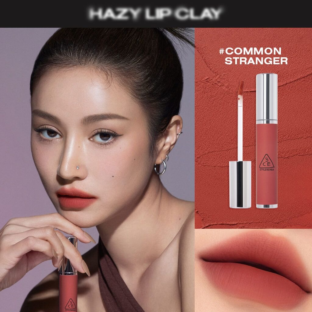 Son Kem Lì 3CE HAZY LIP CLAY 4g Siêu Lì Mịn Môi