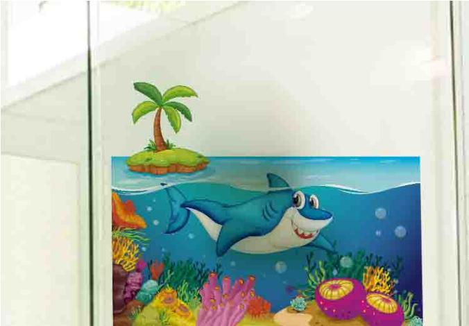 [HCM]Decal Dán Kính Cao Cấp - CÁ MẬP LỚN (60X58CM)-DK7053