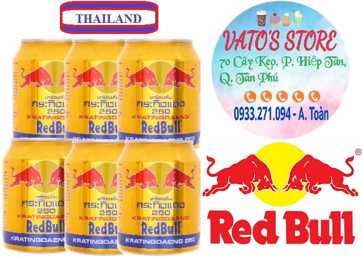Thùng 24 lon nước tăng lực bò húc red bull thái 250ml / lốc 6 lon nước tăng lực bò cụng redbull thái 250ml