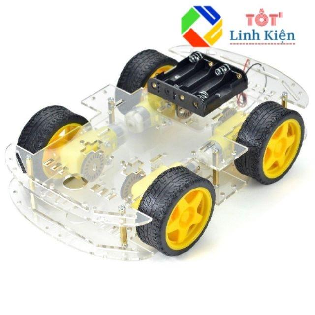 Bộ Khung Xe Robot 4 Bánh Mica 2 Tầng - 4WD