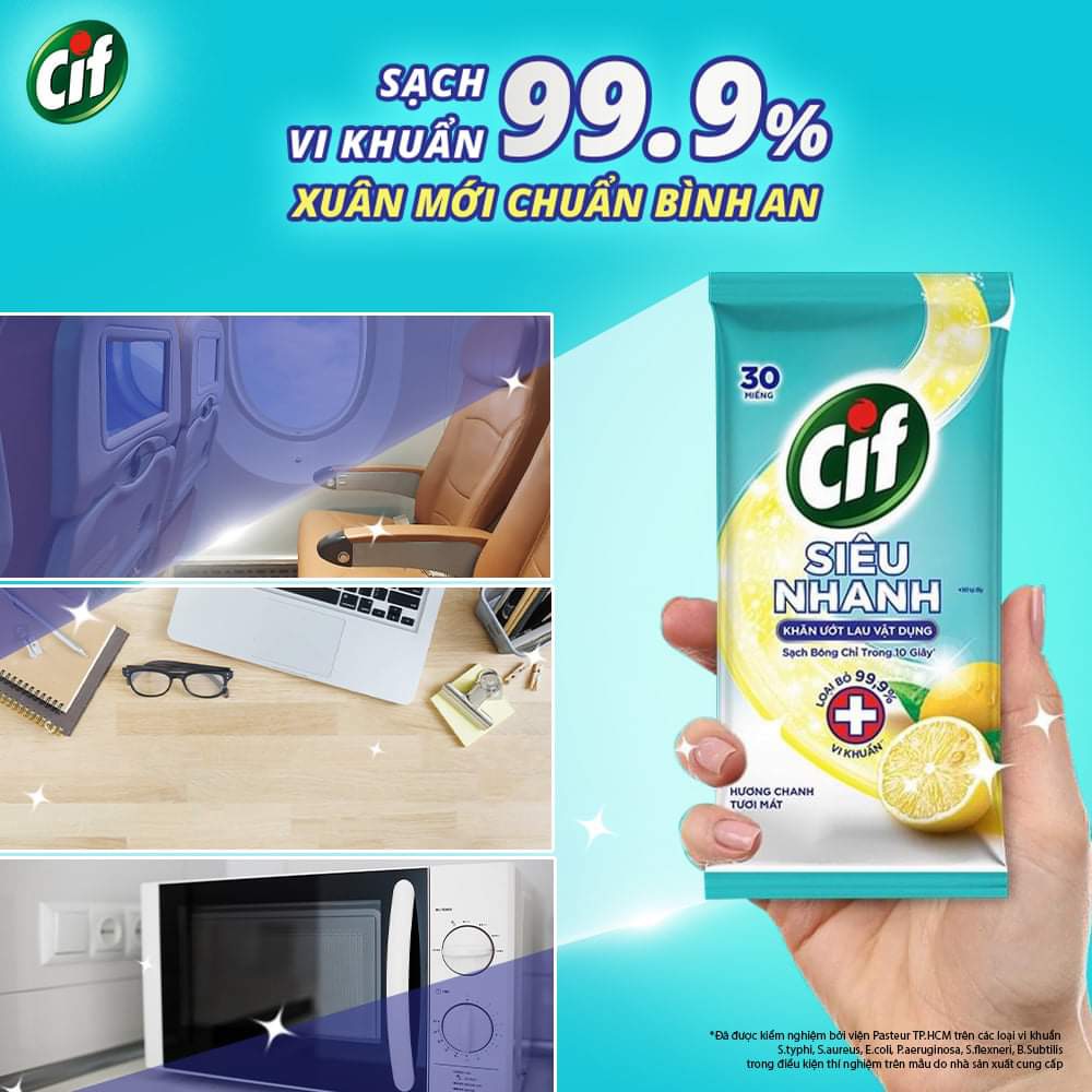 Khăn Ướt Lau Vật Dụng Cif Siêu Nhanh ( 24 miếng/ gói)