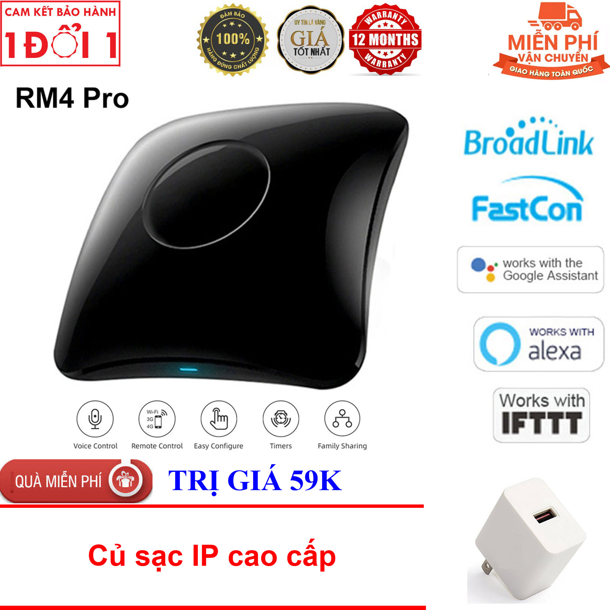 Trung tâm điều khiển nhà thông minh Broadlink Fastcon RM4 PRO version 2020